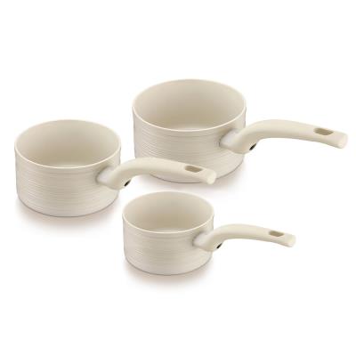 Série de 3 casseroles en aluminium D.16/18/20 cm aspect argile ARGILO