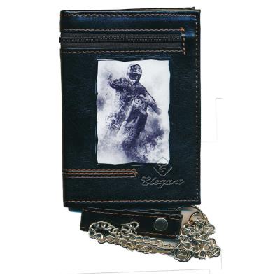 Portefeuille Homme porte monnaie cartes moto avec chaine