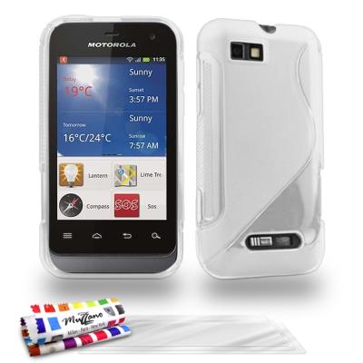 Coque Souple ORIGINALE Ultra Fine Blanc , Le S, Premium de MUZZANO pour MOTOROLA XT320 XT 320 + 3 Protections Ecran , UltraClear, Pour MOTOROLA XT320 XT 320