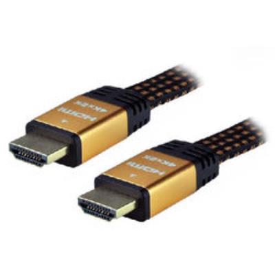 Cable vidéo Câble plat tressé HDMI haute vitesse 3D 4K Ethernet mâle / mâle 2m