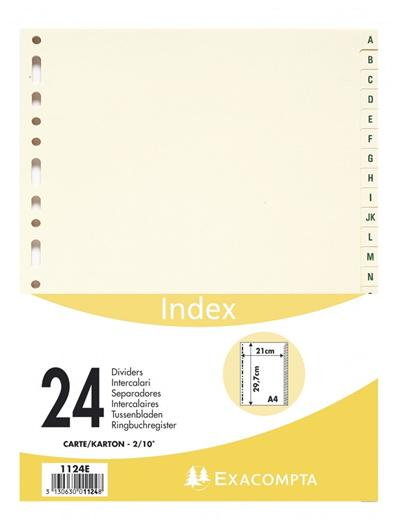 Intercalaires Exacompta carte Peau A4 24 Positions A-Z