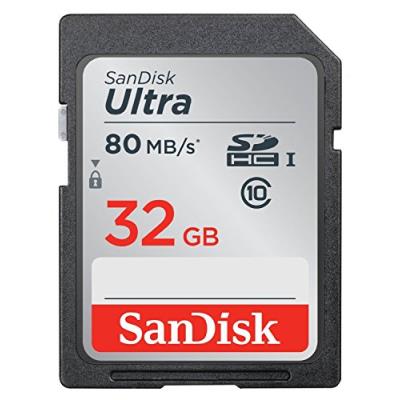Carte mémoire sdhc 32 go sandisk ultra jusqu'à 80 mo/s, classe 10 ffp