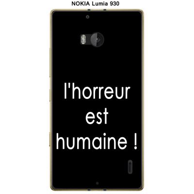Coque Nokia Lumia 930 design Citation L'horreur Texte blanc fond noir