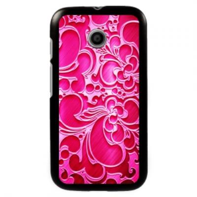 Coque noire pour Motorola Moto E impression Motifs Arabesque fushia