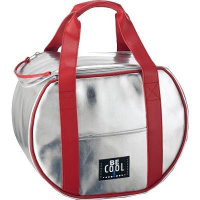 Be cool sac isotherme panier ronde argent rouge