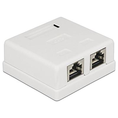 Delock Modular Wall Outlet - Prise Pour Montage En Surface - Rj-45 X 2 - Blanc