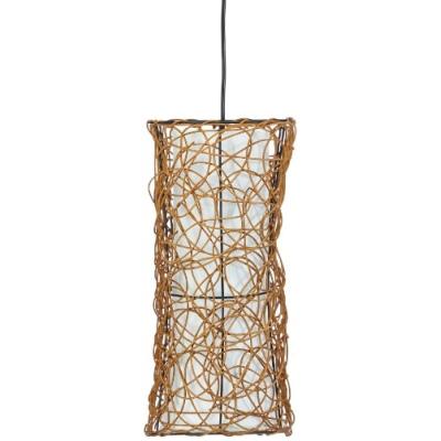 Nino Leuchten 30020143 Lampe Suspension Ruth En Rotin Et Tissu Pour 1 Ampoule, Diamètre 20 Cm, Hauteur 45 Cm