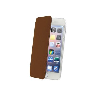 Muvit Made in Paris Crystal Folio - Flip cover voor mobiele telefoon - polyurethaan, polycarbonaat - bruin - voor Apple iPhone 6 Plus