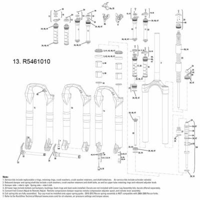 Couronne de compression ajustable rockshox reba rl moco 12-15 recon 10-15 recon gold, sektor or 11-15 (w vis)