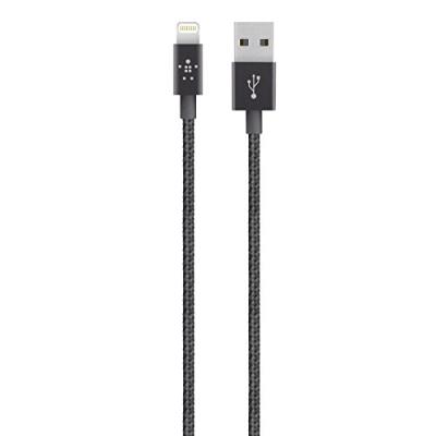 Belkin F8J144bt04-BLK Cable métallique sync/charge avec connecteur Lightning 2.4A - Noir métallique