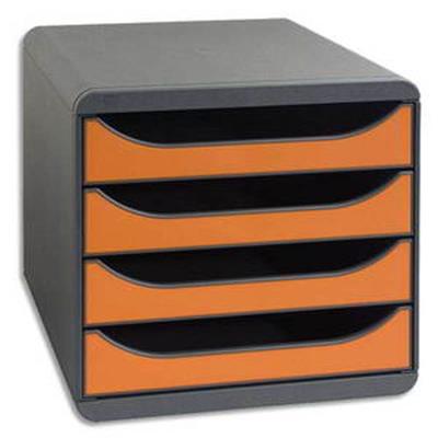 Module de classement 4 tiroirs BigBox Gris/Orange tangerine