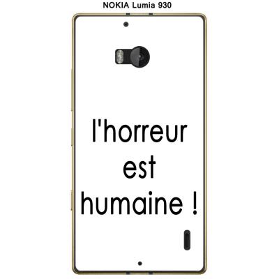 Coque Nokia Lumia 930 design Citation L'horreur Texte noir fond blanc