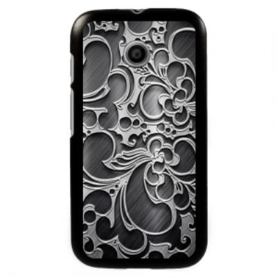 Coque noire pour Motorola Moto E impression Motifs Arabesque noire