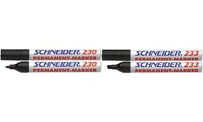 SCHNEIDER - Marqueur permanent 233, pointe biseautée, noir Largeur de tracé: env. 1,0 - 5,0 mm, rechargeable -123301