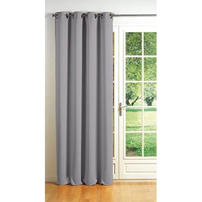 Douceur d'interieur 1604790 rideau avec oeillets occultant uni cocoon polyester gris clair 140 x 260 cm