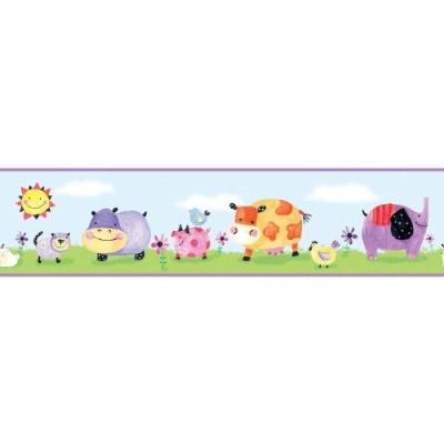 ROOMMATES COCHON À POIS FRISE MURALE REPOSITIONNABLE AUTOADHÉSIVE POUR ENFANTS