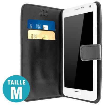 Housse, Etui Folio Universelle pour smartphone - Taille M (maximum 135 x 70) - Noir
