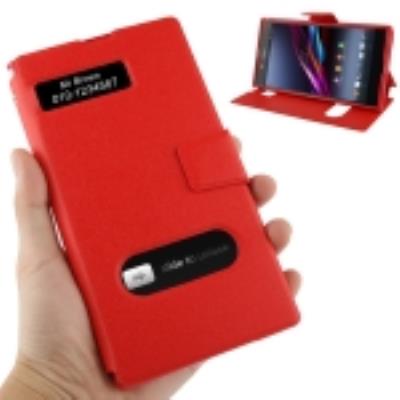 Xperia Z Ultra Sony Xperia Z Ultra Coque Housse Protection en Cuir (PU) Rouge  Affichage Appel avant