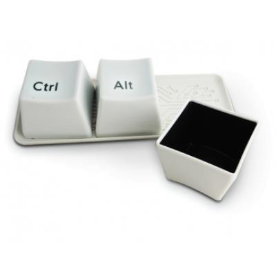 Lot de 3 tasses insolite en forme de touches ordinateur ctrl, alt, del blanc tasse mug thermosensible thermo réactif chaleur