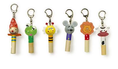 Lot de 6 porte clefs flute en bois