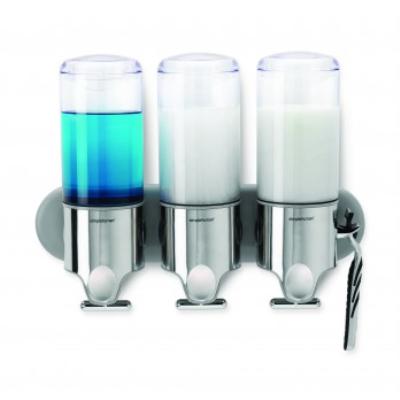 Distributeur mural triple SimpleHuman - BT1029 - Plastique - Transparent - Chromé