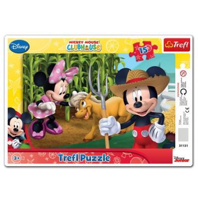 Puzzle 15 pièces : mickey et minnie jardinent trefl
