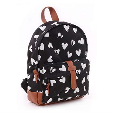 Kidzroom sac a dos maternelle - black & white coeurs noirs