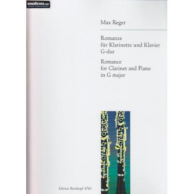 Partitions classique EDITION BREITKOPF REGER M. - ROMANZE G-DUR - CLARINETTE, PIANO Clarinette