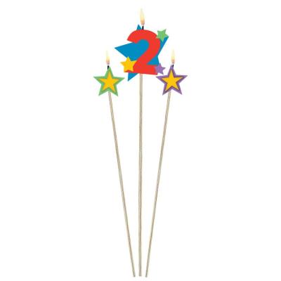 Set Bougie Chiffre 2 - Bougie d'Anniversaire