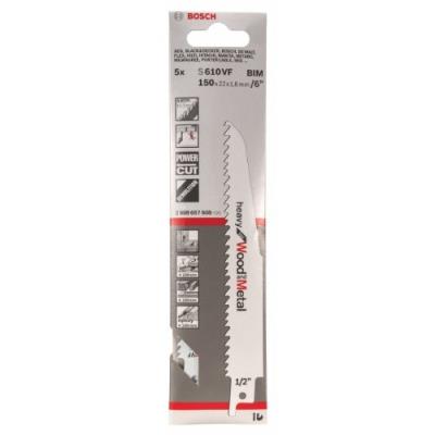 Bosch 2608657608 Lame De Scie Sabre S 610 Vf Heavy For Wood And Metal S 610 Vf Bim, Denture Vario Spéciale pour Bois Bois avec C