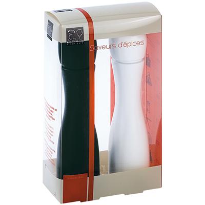 Peugeot - Duo de moulins à poivre et à sel manuels en bois couleur noir mat et blanc mat 20 cm