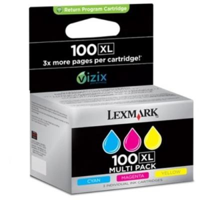 Lexmark 100XL Pack de 3 cartouches d'encre couleur Lexmark Return Programme haute capacité Cyan/Magenta/Jaune(CMJ)