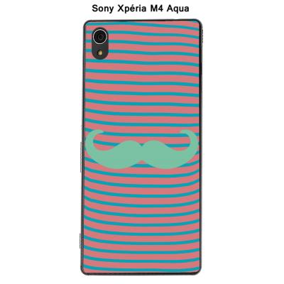 Coque Sony Xpéria M4 Aqua - Marinière Moustache - 3 Lucite Green