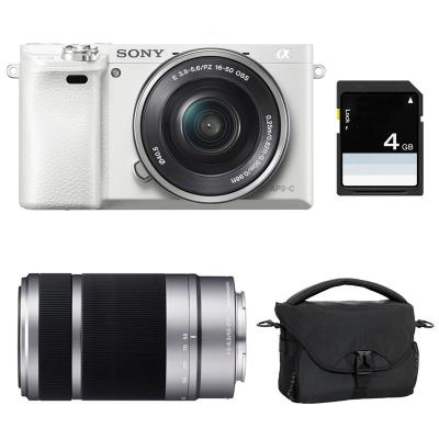 SONY alpha 6000 blanc + 16-50 pz + 55-210 + sac + sd 4 go