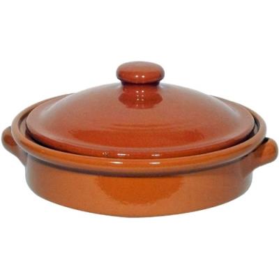 Amazing cookware plat circulaire avec couvercle en terre cuite naturelle 20 cm
