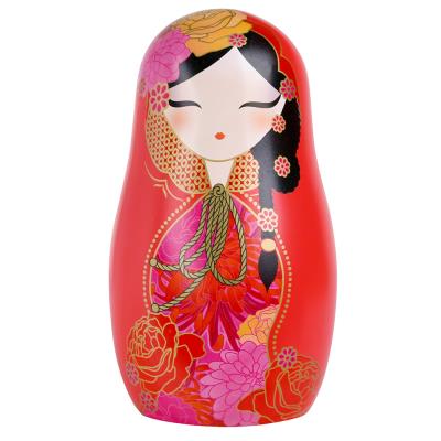Magnifique Statuette Babushka Rouge orangé