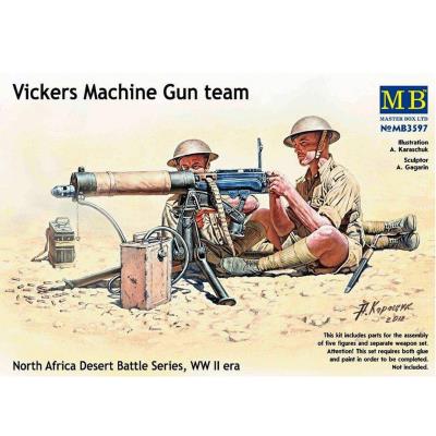 Figurines 2ème guerre mondiale : set mitrailleuse vickers 8th army, afrique du nord master box