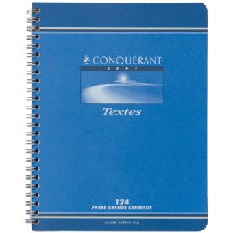 Cahier de texte Conquerant grand carreaux 17x22 124p 70g - Cahier de texte  - Achat & prix