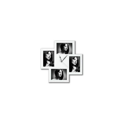 Bergamo horloge photo murale 4 vues 13x18 blanc npm fc002