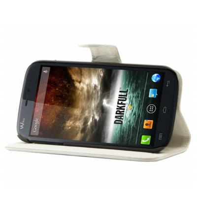 Mocca étui folio Luxe blanc avec support pour Wiko Darkfull