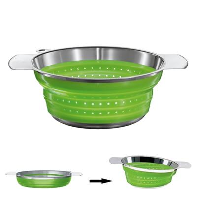 Passoire rétractable verte inox et silicone, 20 cm