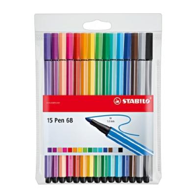 STABILO  fasermaler pen 68 15er kunststoff-etui par 1 feutres de coloriage  6815-1