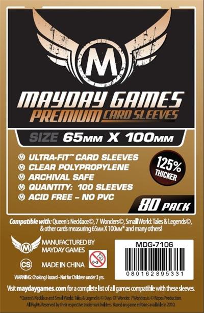 80 Protège Cartes 65x100mm Premium Pour 7 Wonders (7106)