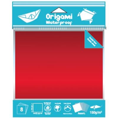 Origami waterproof uni 15x15cm 8 feuilles - oz international