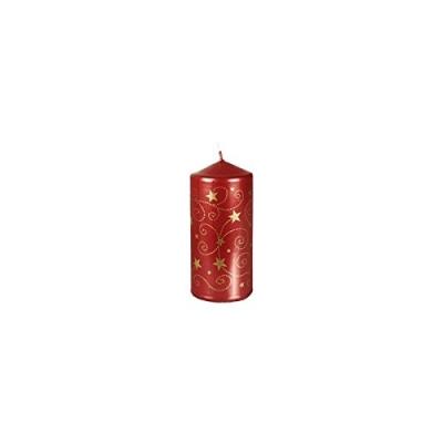 Papstar weihnachts-stumpenkerze little stars, bordeaux 81301