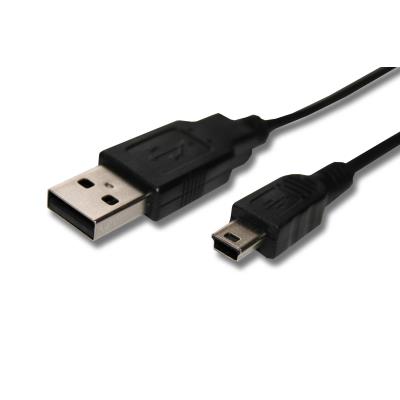 Câble USB A-Mini-B 5 pôles noir/black longueur 1m pr TOSHIBA Camileo X100, H10, H20, H30, P10, P20, P30, P100, S10, S20, S30, V10, HD-A3, SX500, SX900