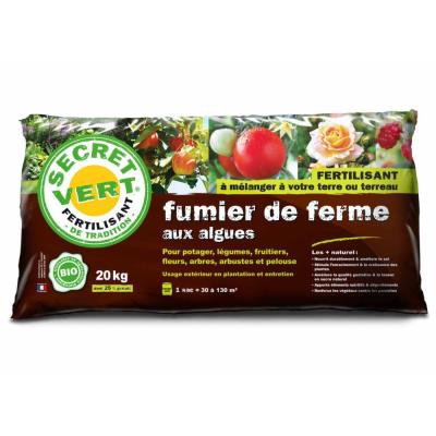 Secret Vert - Terreau de fumier fermier avec algues fertilisant 20kg