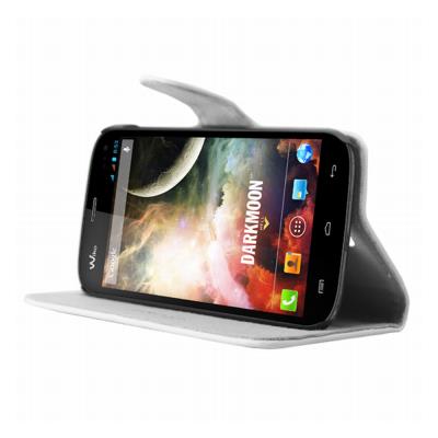 Mocca étui folio Luxe blanc avec support pour Wiko Darkmoon