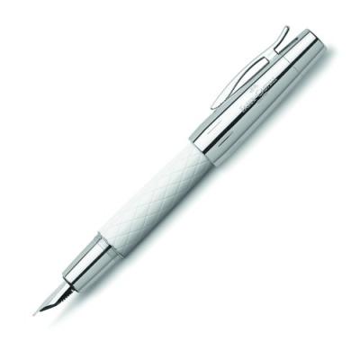 FABER-CASTELL E-MOTION / 148591 STYLO PLUME LARGEUR DE TRAIT F RÉSINE BLANCHE ASPECT GUILLOCHÉ