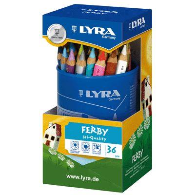 Crayons de couleur Lyra Ferby triangulaires gros module - Pot de 36
